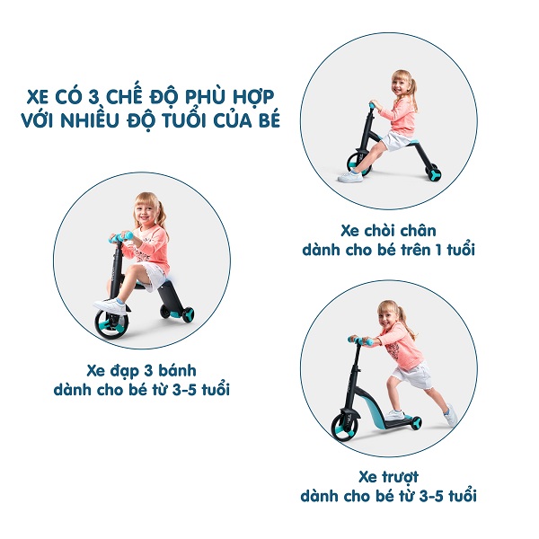 Xe Trượt Scooter Trẻ Em 3in1